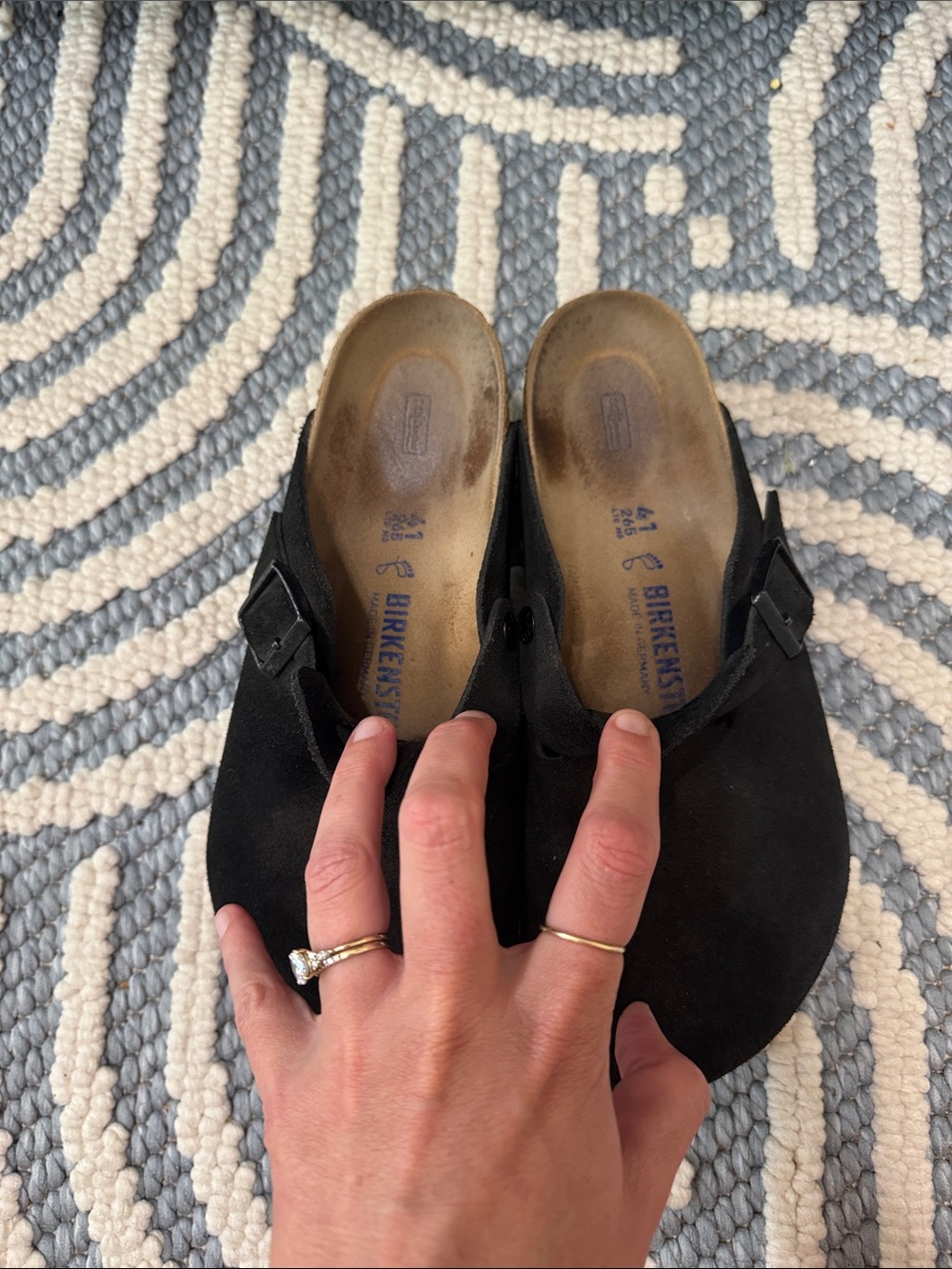 Birkenstock Boston Soft Footbed Black Suede Clogs EU 41 Women's 10 10.5 - Picture 4 of 7